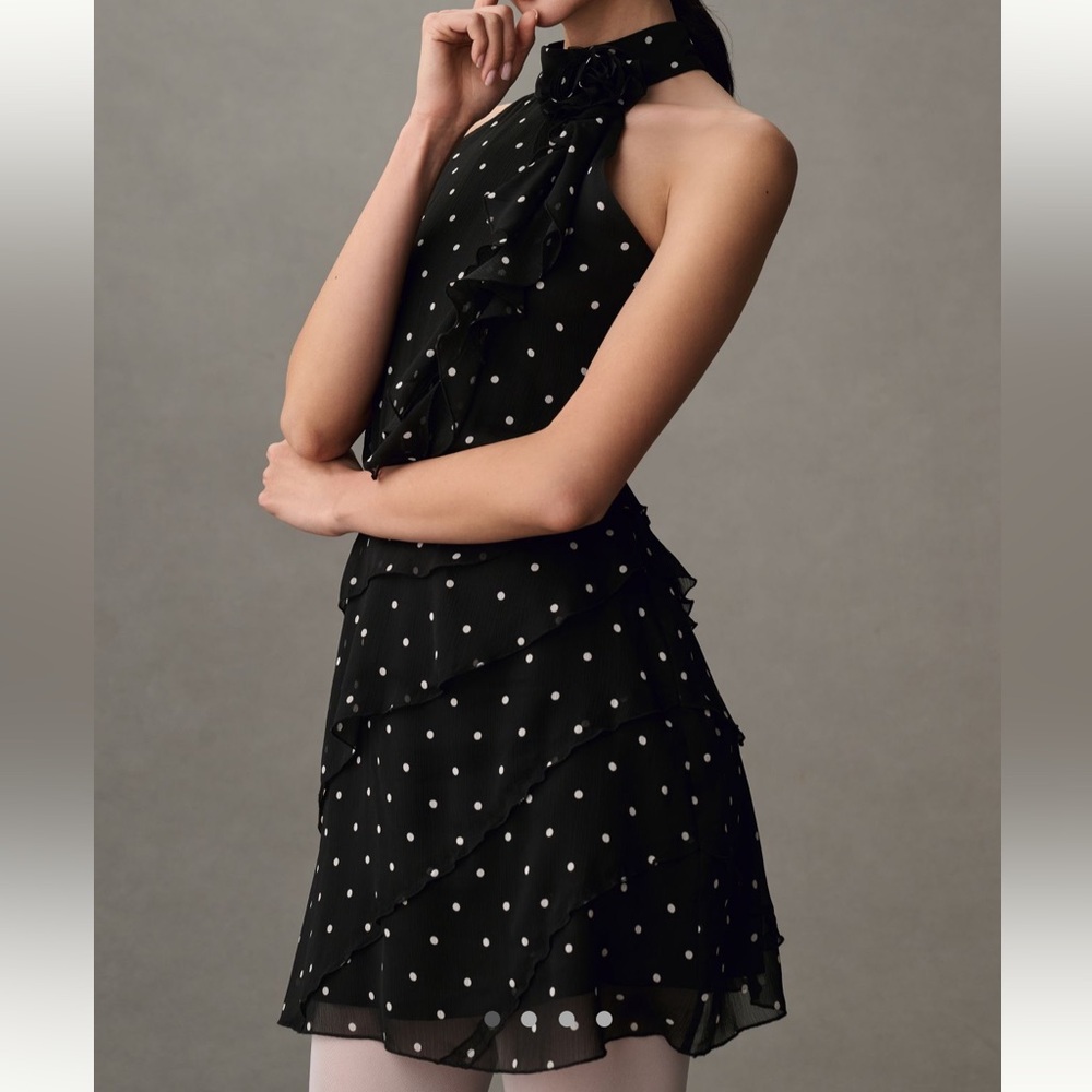 *Anthropologie Maeve Halter Rosette Mini Dress